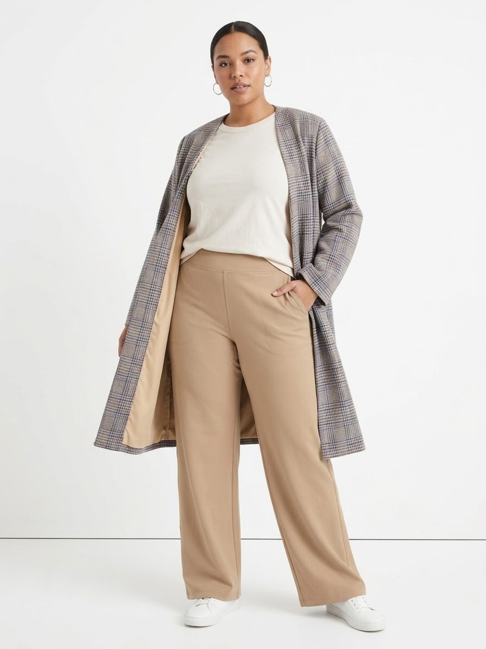 DAVI & DANI $83 P2P 22-24” L37”Plaid Longline Open Front Cardigan Jacket 1X